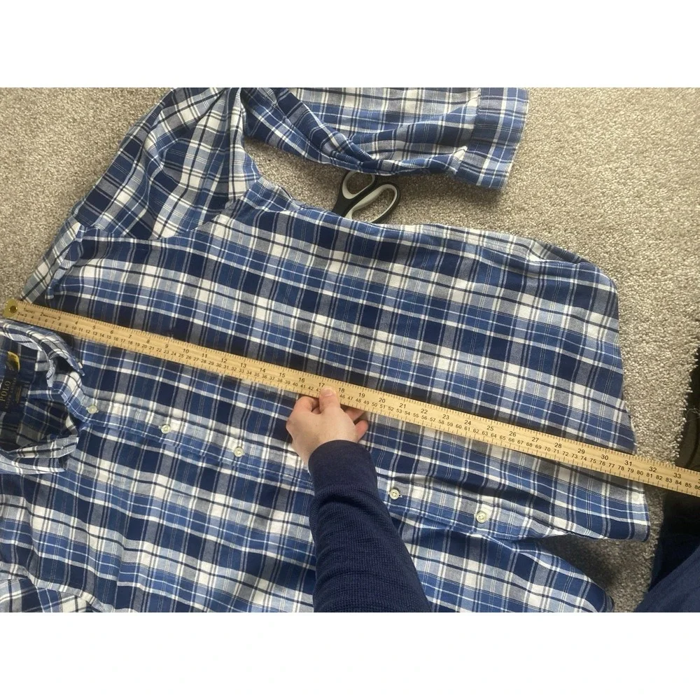 Polo Ralph Lauren Classic Fit Performance Blue Buffalo Plaid‎ Flannel Mens XXL